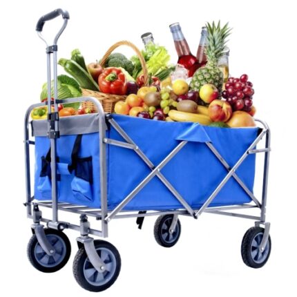 Ultra-Compact Micro Collapsible Folding Wagon: All-Purpose Trolley for Beach, Camping, Garden & Outdoor Adventures