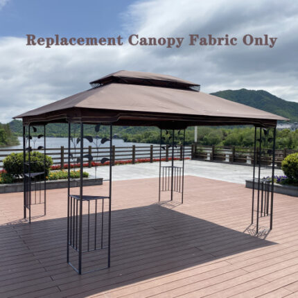 UV & Water - Resistant 13x10 Ft Double Roof Gazebo Canopy in Brown - Ideal Replacement for Patio, Garden & Backyard
