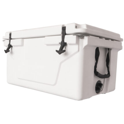65QT White & Blue Ice Cooler Box - Camping Ice Chest, Beer Box & Outdoor Fishing Cooler