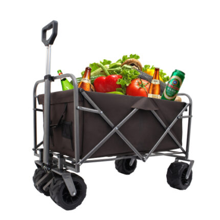 Big-Wheeled Foldable Kids Wagon - All-in-One Outdoor Utility for Garden, Park, Beach & Camping