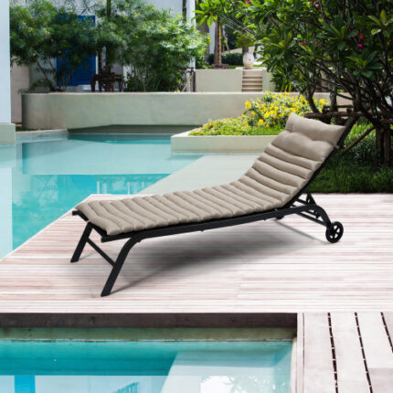 2PCS Outdoor Lounge Chair Cushion Replacement Set – Durable KHAKI Cushions for Patio Furniture, Chaise Lounge, Deck & Garden Recliners (Weather-Resistant)