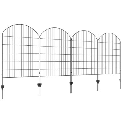 Outsunny 4-Pack Rust-Resistant Steel Garden Fence Panels - 11.4' Long x 43" High, Ideal Animal Barrier & Decorative Flower Edging for Yard, Patio & Landscape