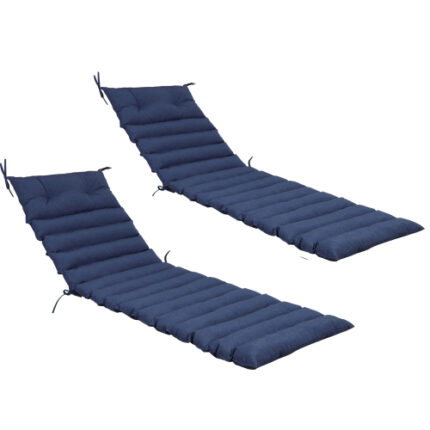 NEW 2PCS Outdoor Lounge Chair Cushion Replacement Set – Navy Blue Recliner Cushions for Patio Furniture, Chaise Lounges & Deck Chairs (Weather-Resistant, Machine-Washable)