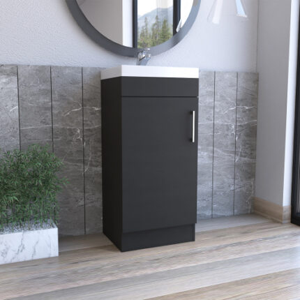 Sevilla Black Bathroom Vanity - Single Door Cabinet with Modern Storage
