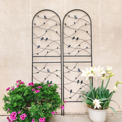 2 Pack Black Metal Garden Trellis with Bird Decor - 71" Tall Rustproof Outdoor Plant Supports for Climbing Flowers (19.7" Wide)