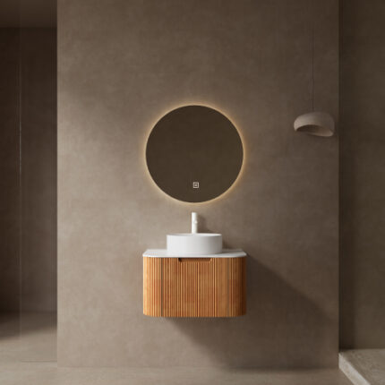 24" Floating Bathroom Vanity with Sink - Wall-Mounted, Curved Edges, White Ceramic Basin & Drawer Storage (No Faucet)