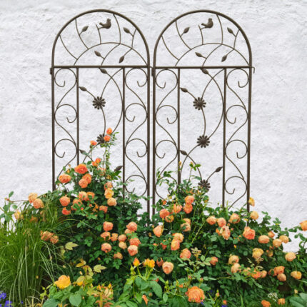 2-Pack 86.7" x 19.7" Rustproof Brown Metal Garden Trellises: Heavy-Duty Support for Climbing Plants & Outdoor Blooms