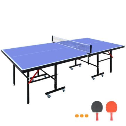 8ft Mid-Size Table Tennis Table: Foldable, Portable Set with Net, 2 Paddles & 3 Balls for Indoor Play
